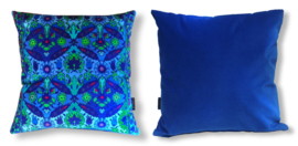 Blue velvet cushion cover BLUE BINDWEED