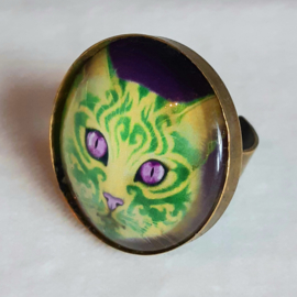 Cabochon ring cat ORNAMENTA