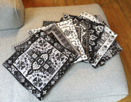 Black-grey-white velvet cushion cover ONYX