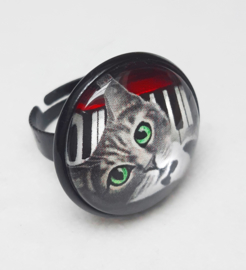 Cabochonring katt NORA