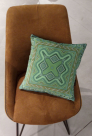 Turquoise velvet cushion cover PATINA