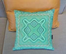 Turquoise velvet cushion cover PATINA