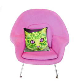 Housse coussin chat velours Vert-Jaune ORNAMENTA 