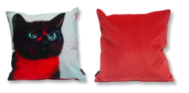 Housse coussin chat velours Rouge-Noire RUBIS NOIR 