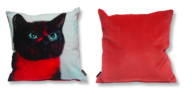 Fodera cuscino velluto gatto Rosso nero RUBINO NERO