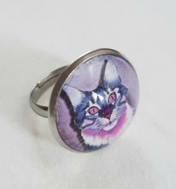 Cabochon ring cat PINK EYE