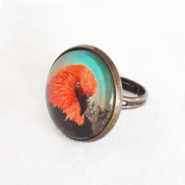 Anillo cabujón pájaro AGUILA DE FUEGO