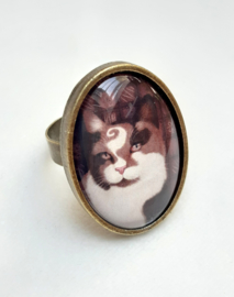 Cabochon-Ring Katze CHOCO PRINCE2