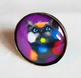 Cabochon ring cat PLAY CAT