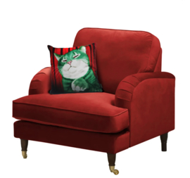 Red green velvet cushion cover Cat MR GREEN