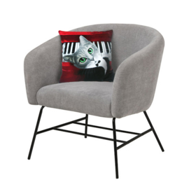 Red grey black velvet cushion cover Cat NORA