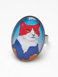 Cabochon ring cat KING CAT