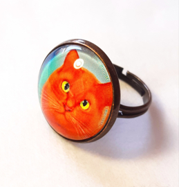 Anillo cabujón gato KING CAT