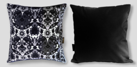 Black-grey-white velvet cushion cover BLACK TEA