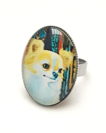 Anillo cabujón perro BLONDIE