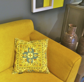 Yellow velvet cushion cover CURRY