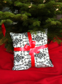 Black-grey-white velvet cushion cover AVOCET