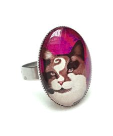 Anello cabochon gatto CHOCO PRINCE1