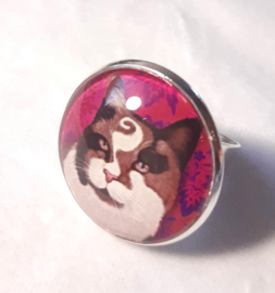 Cabochon ring cat CHOCO PRINCE