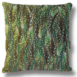 Green velvet cushion cover POLKA DOT BEGONIA