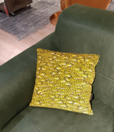 Mustard velvet cushion cover CATERPILLOW COMMON SWALLOWTAIL