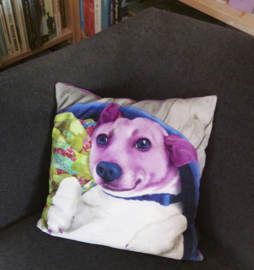 Purple velvet cushion cover Dog FAFFIE