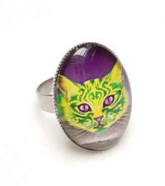 Cabochon ring cat ORNAMENTA