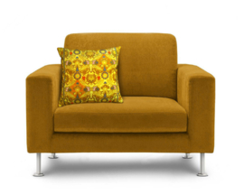 Yellow velvet cushion cover MUSTARD