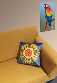 Cushion cover velvet SCARLET MACAW