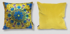 Yellow velvet cushion cover BUTTERCUP