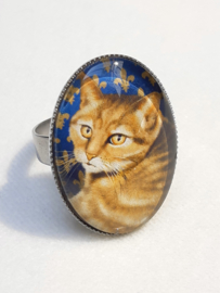 Cabochon ring cat GOLDIE