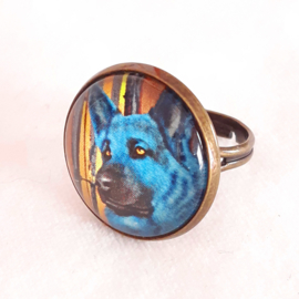 Anillo cabujón perro AZURO