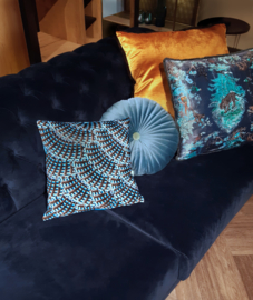 Housse Coussin velours Bleu PLUMES DE GEAI DES CHÊNES 2