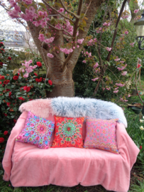 Pink velvet cushion cover CUPCAKE