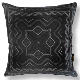 Housse coussin velours noire-grise-blanche MAGIE NOIRE