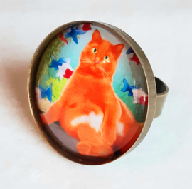 Anello cabochon gatto KING CAT