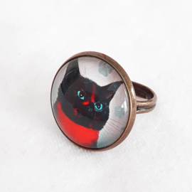 Cabochonring kat RUBY BLACK