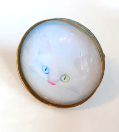 Cabochon-Ring Katze SNOW WHITE