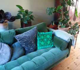 Green velvet cushion cover EMARALD