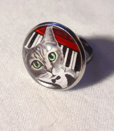 Cabochonring katt NORA