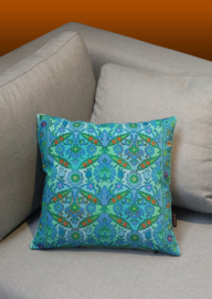 Turquoise velvet cushion cover CARIBBEAN