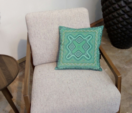 Turquoise velvet cushion cover PATINA