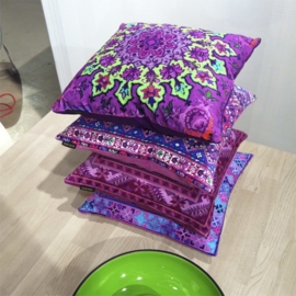 Purple velvet cushion cover LOTUS