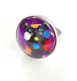 Cabochon-Ring Katze PLAY CAT