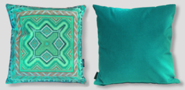 Turquoise velvet cushion cover PATINA