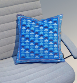 Blue velvet cushion cover CORN FLOWER