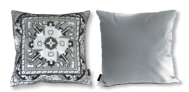 Black-grey-white velvet cushion cover GREY SLATE