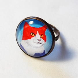 Cabochonring katt KING CAT