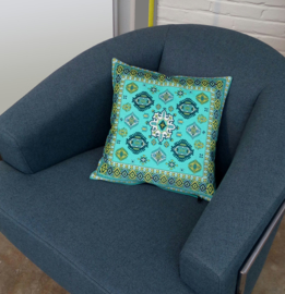 Turquoise velvet cushion cover TEAL