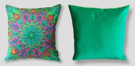 Housse coussin velours Verte JUNGLE